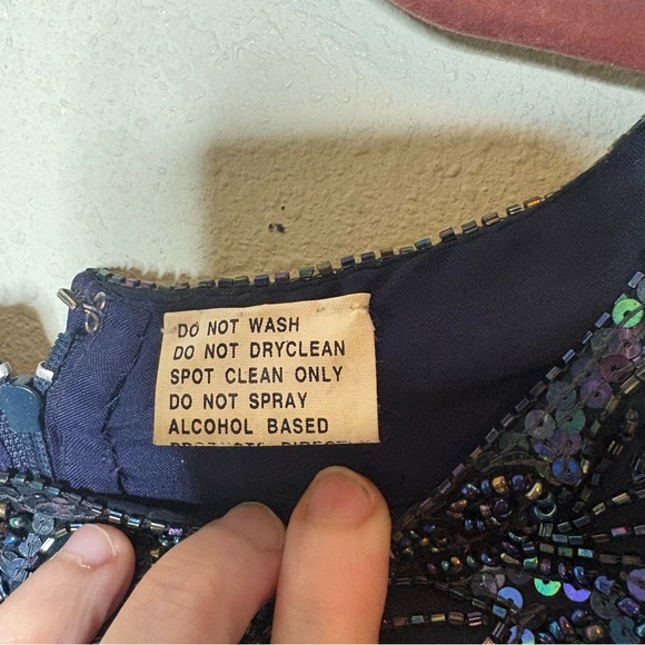 Vintage Stenay Navy Sequin Beaded  Dress Size 12 - Picture 7 of 9